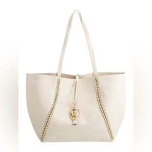 BADGLEY MISCHKA women’s DECORATIVE CHAIN TOTE OFF-WHITE